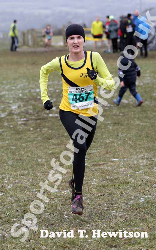 Olivia Bateman (Jarrow) winning the under-15 girls, NEHL, Prudhoe.